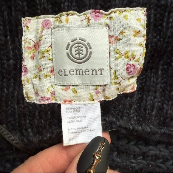 Element Charcoal Open-Front Cardigan Size S Cozy Knit Skater Casual Layering - Picture 3 of 12